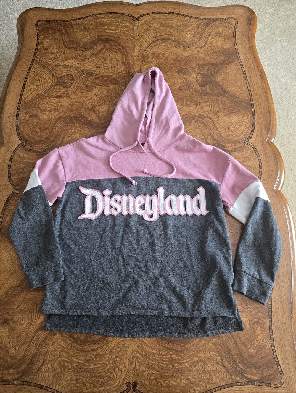 Disney Disneyland Colorblock Hoodie Pink Gray Womens size XL